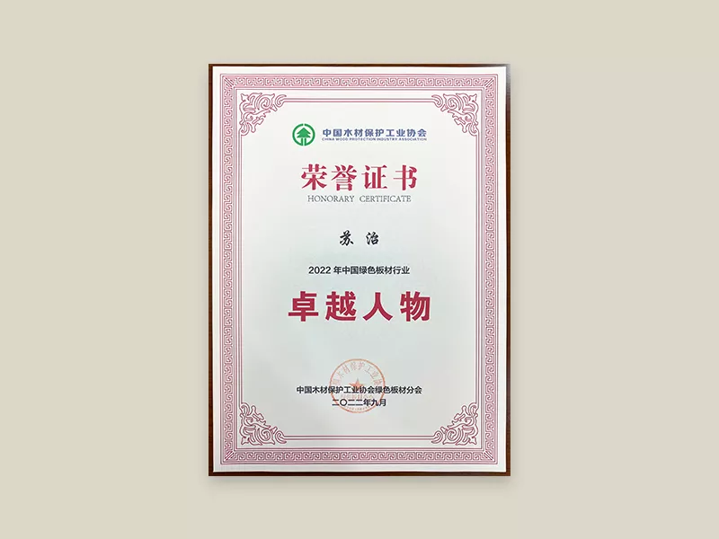 2022中国绿色板材行业卓越人物 苏治